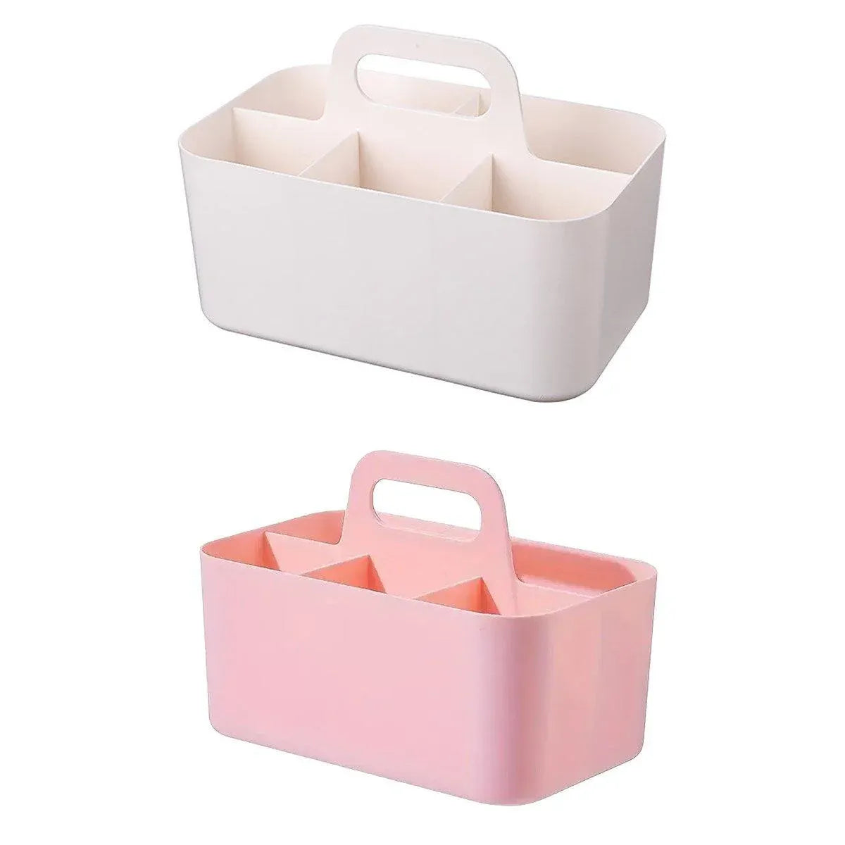 Multi Functional Desktop Organizer Compartmentalized Storage Box Portable Basket - Pink