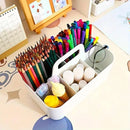 Multi Functional Desktop Organizer Compartmentalized Storage Box Portable Basket - Pink
