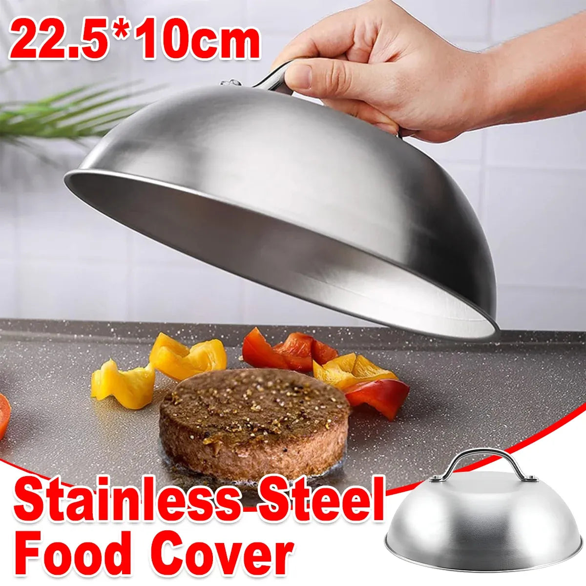 Stainless Steel Food Cover Dome Lid For Teppanyaki Grill Steak Cooking Kitchen