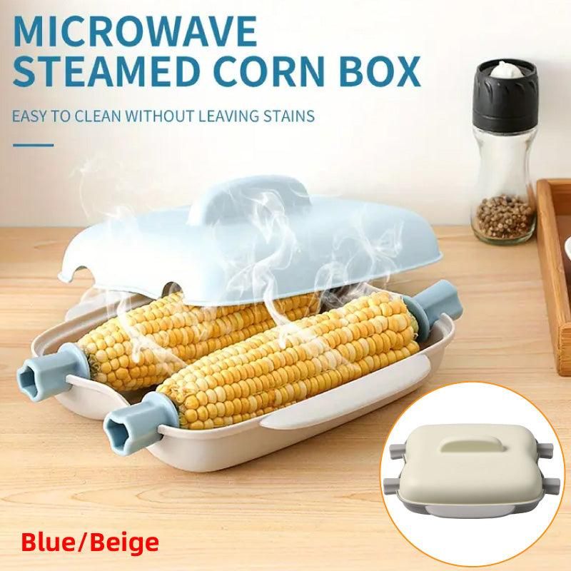 Microwave Corn Steamer Box Kitchen Cooking Tool Fast Heat Resistant Container - Blue