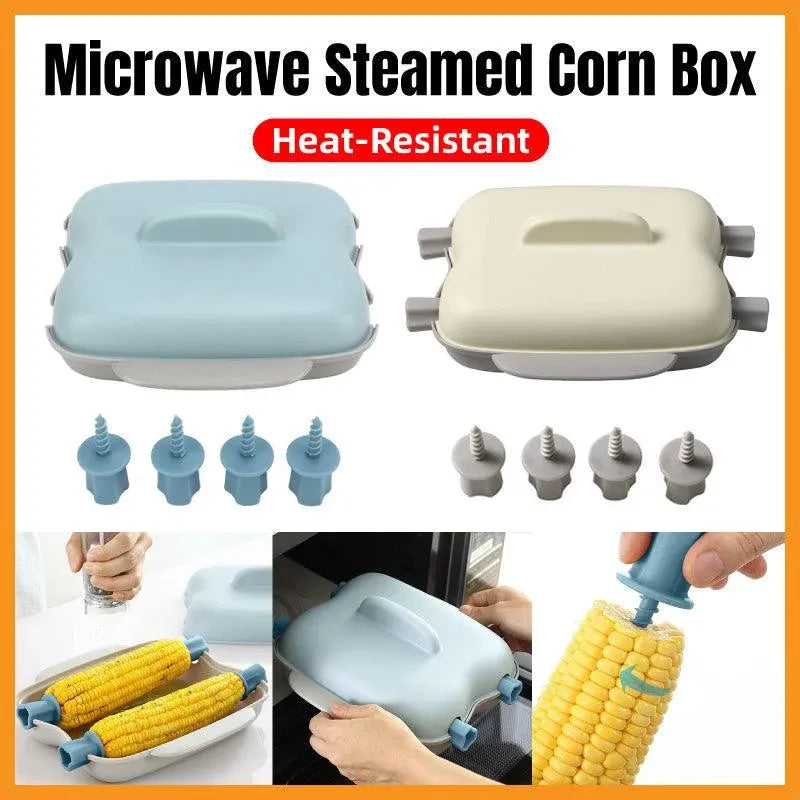 Microwave Corn Steamer Box Kitchen Cooking Tool Fast Heat Resistant Container - Beige