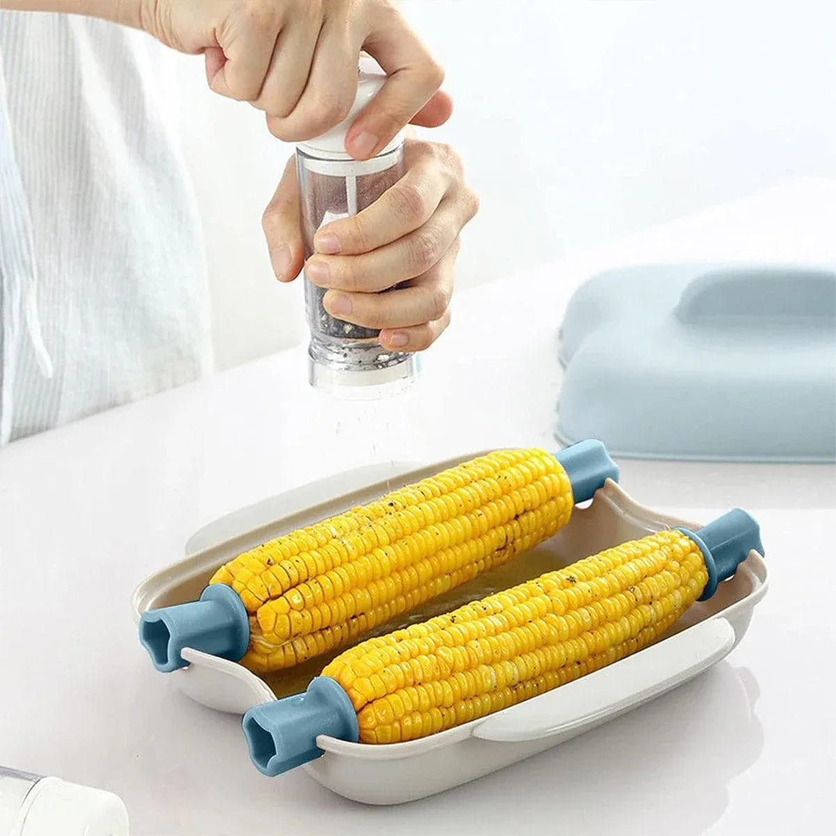 Microwave Corn Steamer Box Kitchen Cooking Tool Fast Heat Resistant Container - Beige