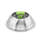 Folding Stainless Steel Steamer Basket Expandable Safe Durable Easy To Use - 11in