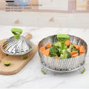 Folding Stainless Steel Steamer Basket Expandable Safe Durable Easy To Use - 11in