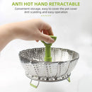 Folding Stainless Steel Steamer Basket Expandable Safe Durable Easy To Use - 11in