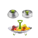 Folding Stainless Steel Steamer Basket Expandable Safe Durable Easy To Use - 11in