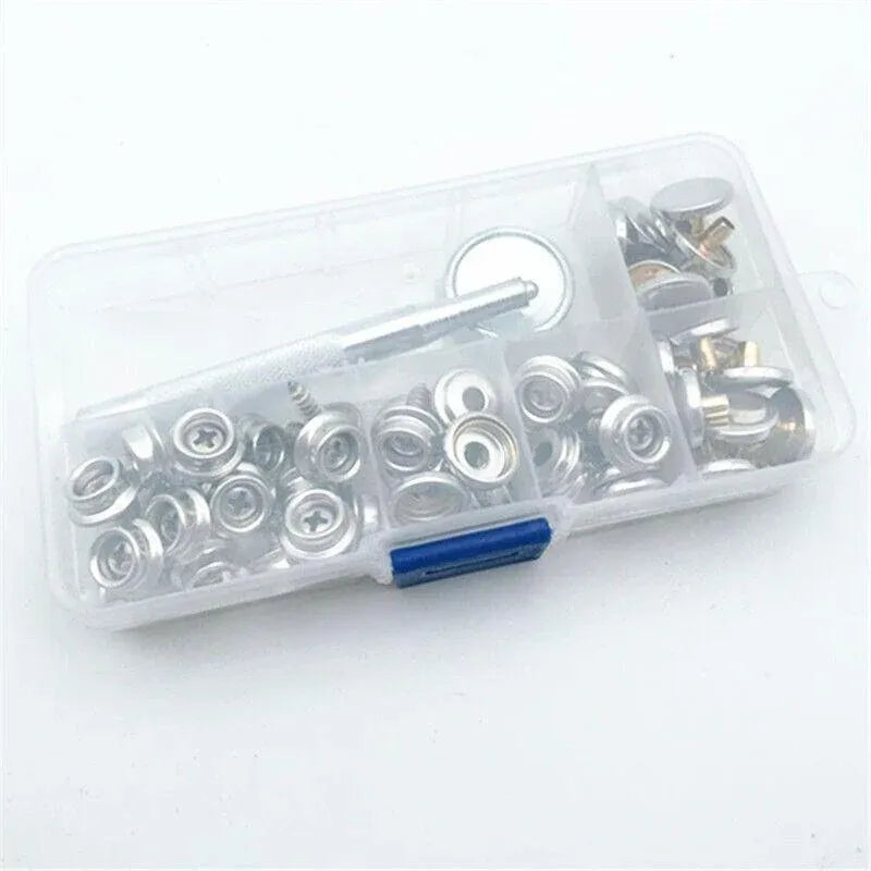62Pcs Canvas Snap Fastener Kit with Stainless Screws and Tools for Marine Tent Cover
