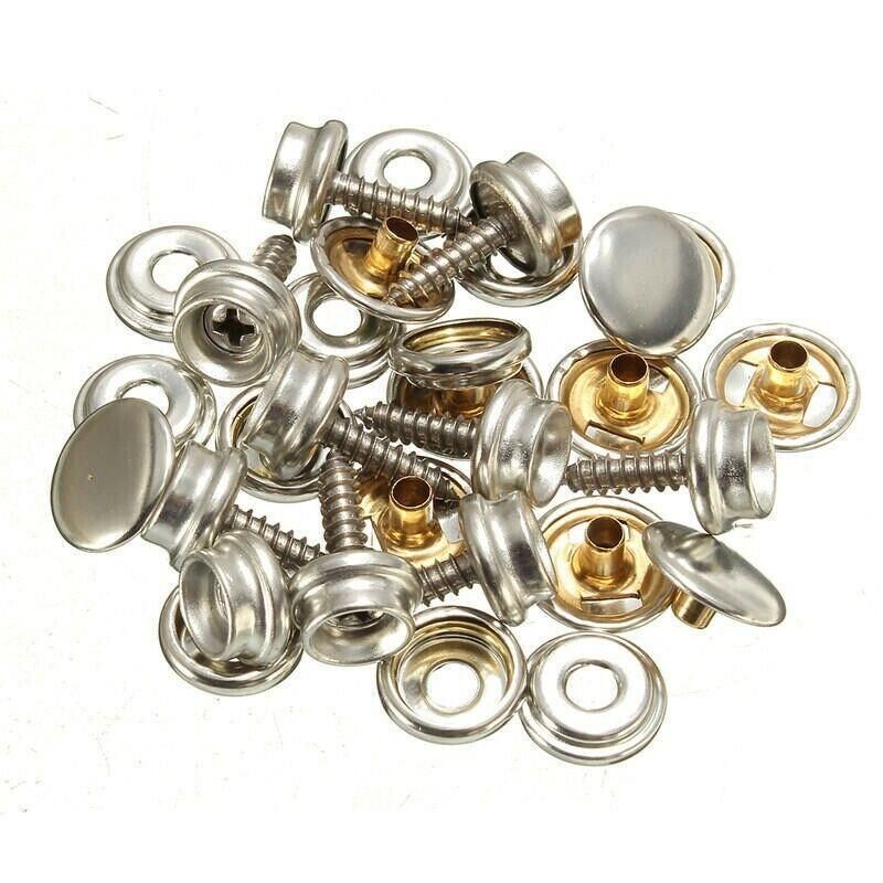 62Pcs Canvas Snap Fastener Kit with Stainless Screws and Tools for Marine Tent Cover