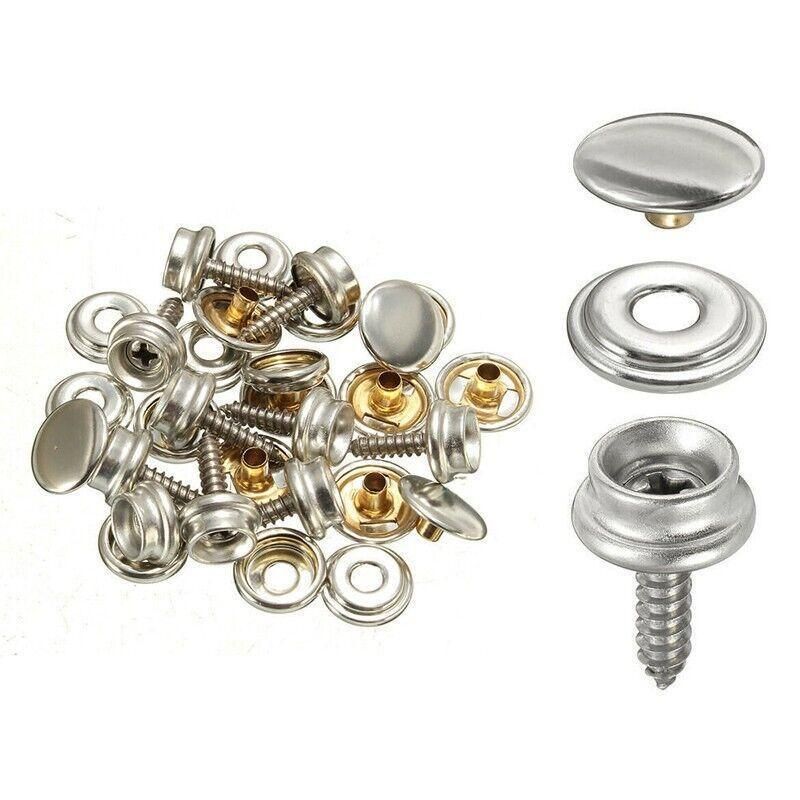 62Pcs Canvas Snap Fastener Kit with Stainless Screws and Tools for Marine Tent Cover