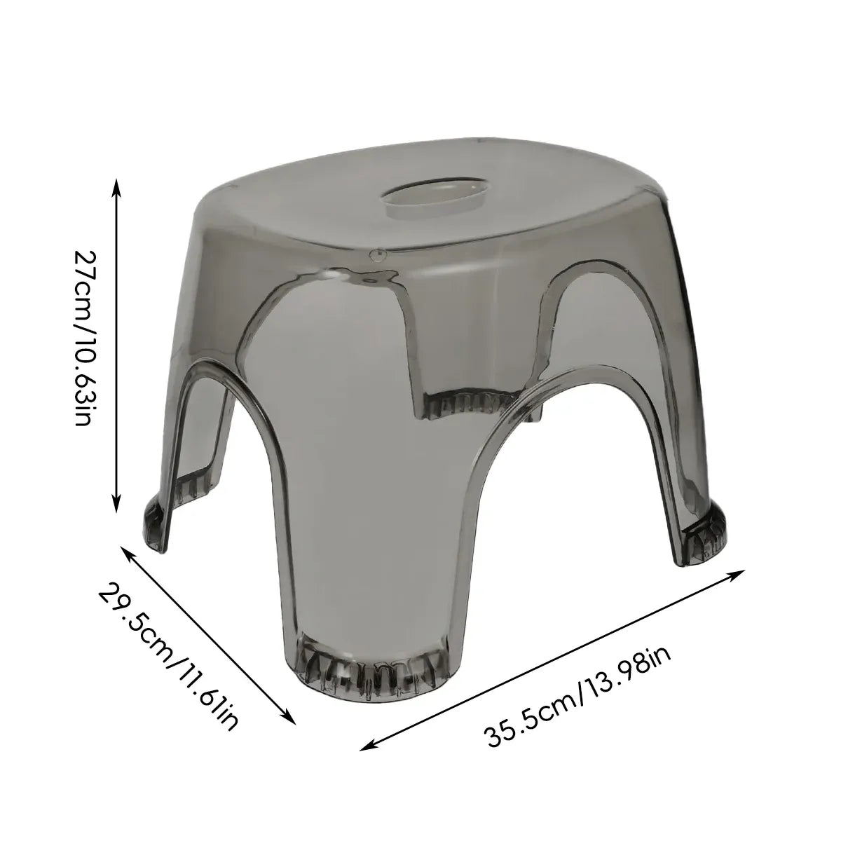 4pcs Transparent Plastic Stool Stackable Anti Slip 35.5 x 29.5 x 27cm Durable