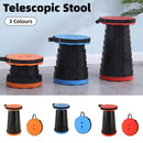 Portable Telescopic Folding Stool Travel Outdoor Seat Compact Retractable Chair - Blue