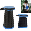 Portable Telescopic Folding Stool Travel Outdoor Seat Compact Retractable Chair - Blue