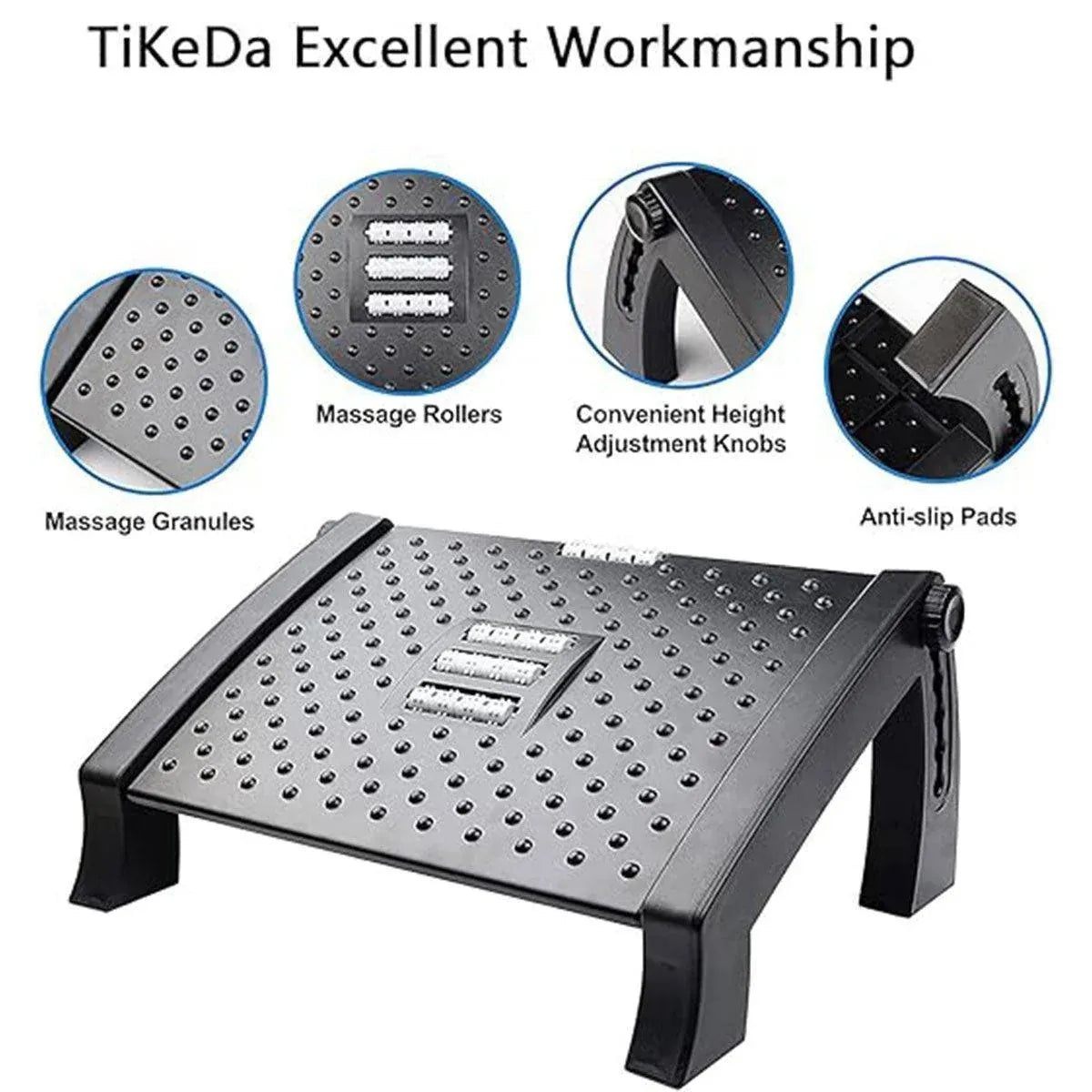 1PC Adjustable Office Foot Rest Pedal Stool Sofa Leg Support for Home or Desk Use - Grey