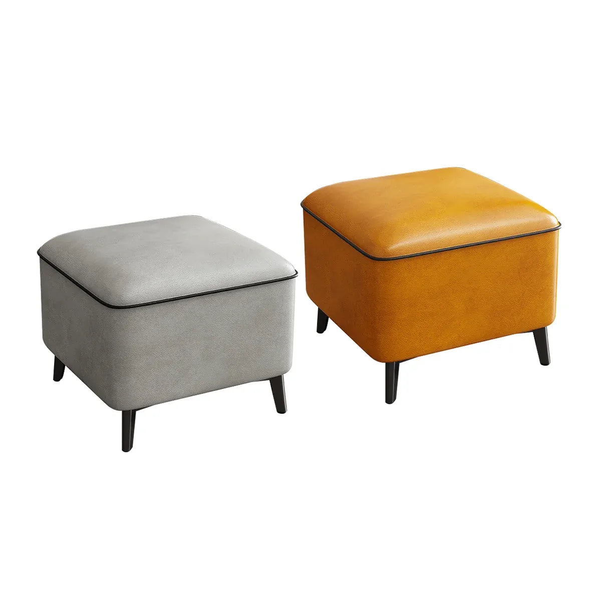 Household Light Luxury Door Shoe Bench Sofa Bench Solid Wood Leather Stool - Grey-L