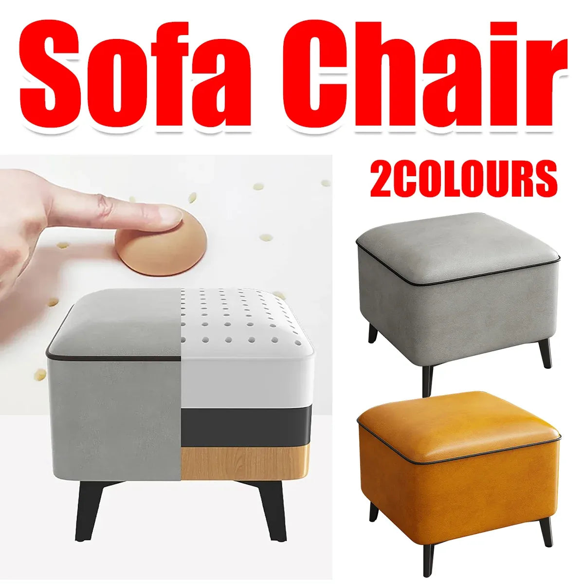 Household Light Luxury Door Shoe Bench Sofa Bench Solid Wood Leather Stool - Orange-L