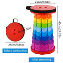 Rainbow Telescopic Folding Stool Thickened Travel Outdoor Seat for Camping - Blue