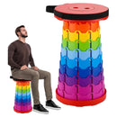 Rainbow Telescopic Folding Stool Thickened Travel Outdoor Seat for Camping - Blue