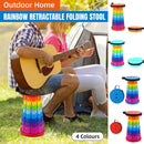 Rainbow Telescopic Folding Stool Thickened Travel Outdoor Seat for Camping - Orange
