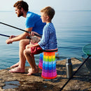 Rainbow Telescopic Folding Stool Thickened Travel Outdoor Seat for Camping - Orange