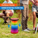 Rainbow Telescopic Folding Stool Thickened Travel Outdoor Seat for Camping - Orange