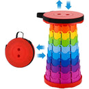 Rainbow Telescopic Folding Stool Thickened Travel Outdoor Seat for Camping - Red