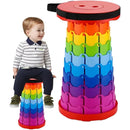 Rainbow Telescopic Folding Stool Thickened Travel Outdoor Seat for Camping - Turquoise