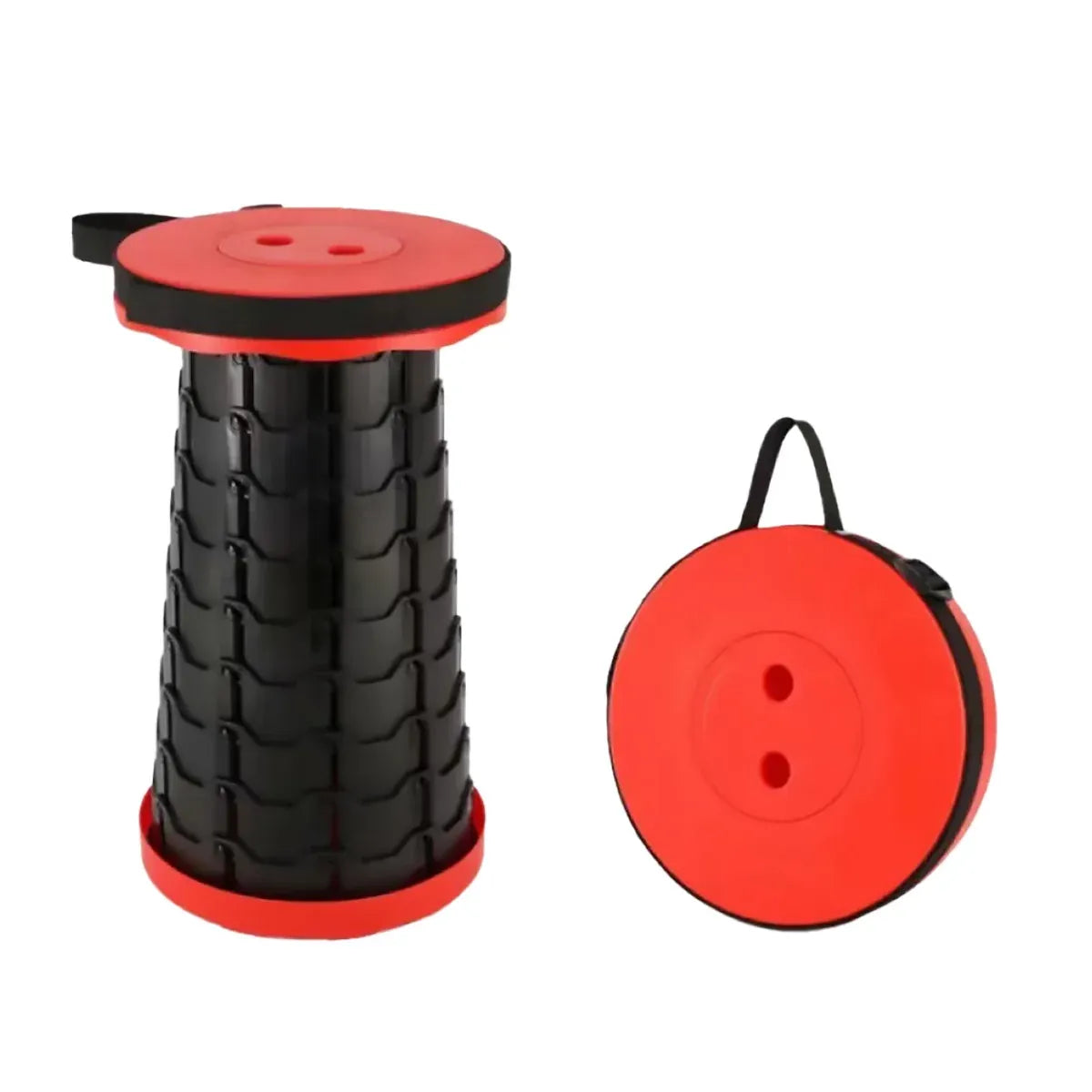 Portable Telescopic Folding Stool Travel Outdoor Seat Compact Retractable Chair - Red