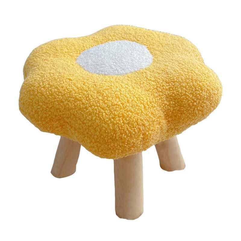 Small Flower Short Stool for Entryway or Living Room Shoe Bench or Footrest - Yellow