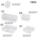 Transparent Plastic Drawer Organiser Set Multifunctional Desktop Storage Box - 13PCS