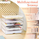 File Storage Box Set 4 Tier Stackable Desktop Organizer for School Office Desk