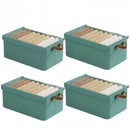 4pcs Foldable Clothes Storage Box Organizer Fabric Storage Box for Organization - Green