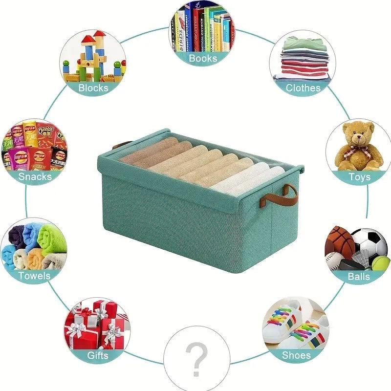 4pcs Foldable Clothes Storage Box Organizer Fabric Storage Box for Organization - Green