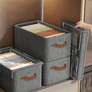 4pcs Foldable Clothes Storage Box Organizer Fabric Storage Box for Organization - Grey