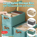 4pcs Foldable Clothes Storage Box Organizer Fabric Storage Box for Organization - Grey