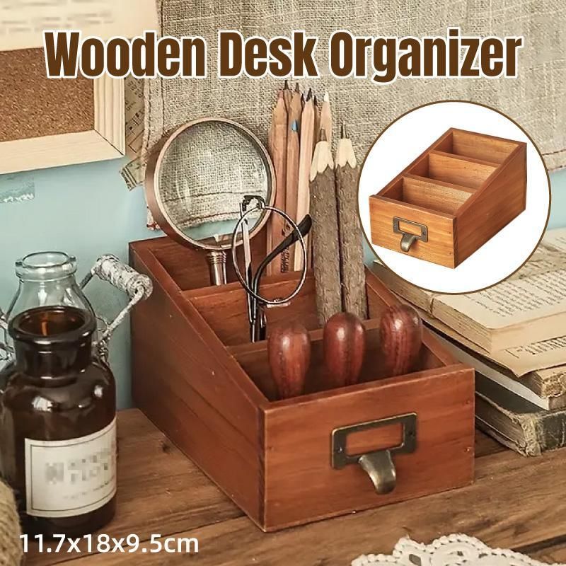Wooden Desktop Shelf Organizer Storage Rack Office Home Workspace Accessories