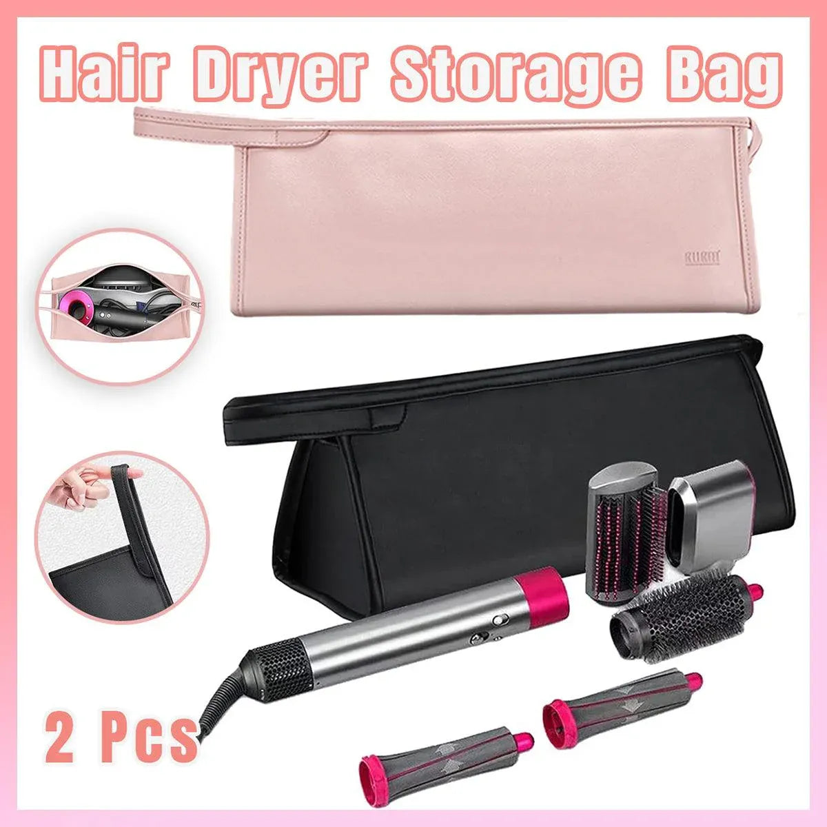Durable 2pcs Hairdryer Hair Straightener Curler Storage Organizer Bags Set