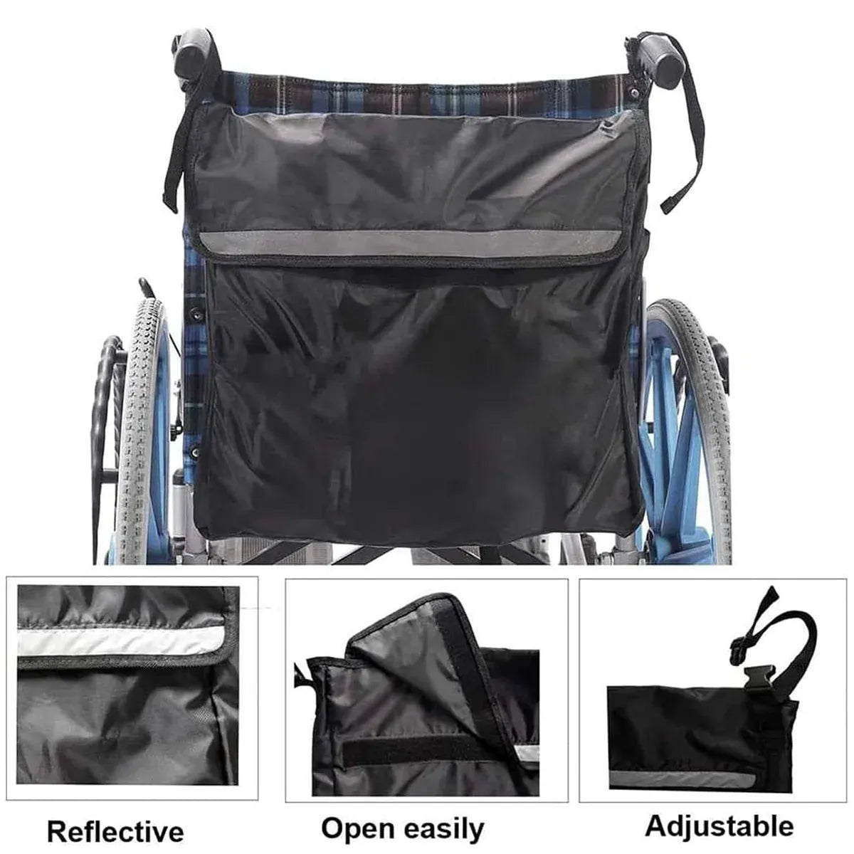 Wheelchair Back Bag Waterproof Wheel Chair Storage Pouch for Most Wheelchairs