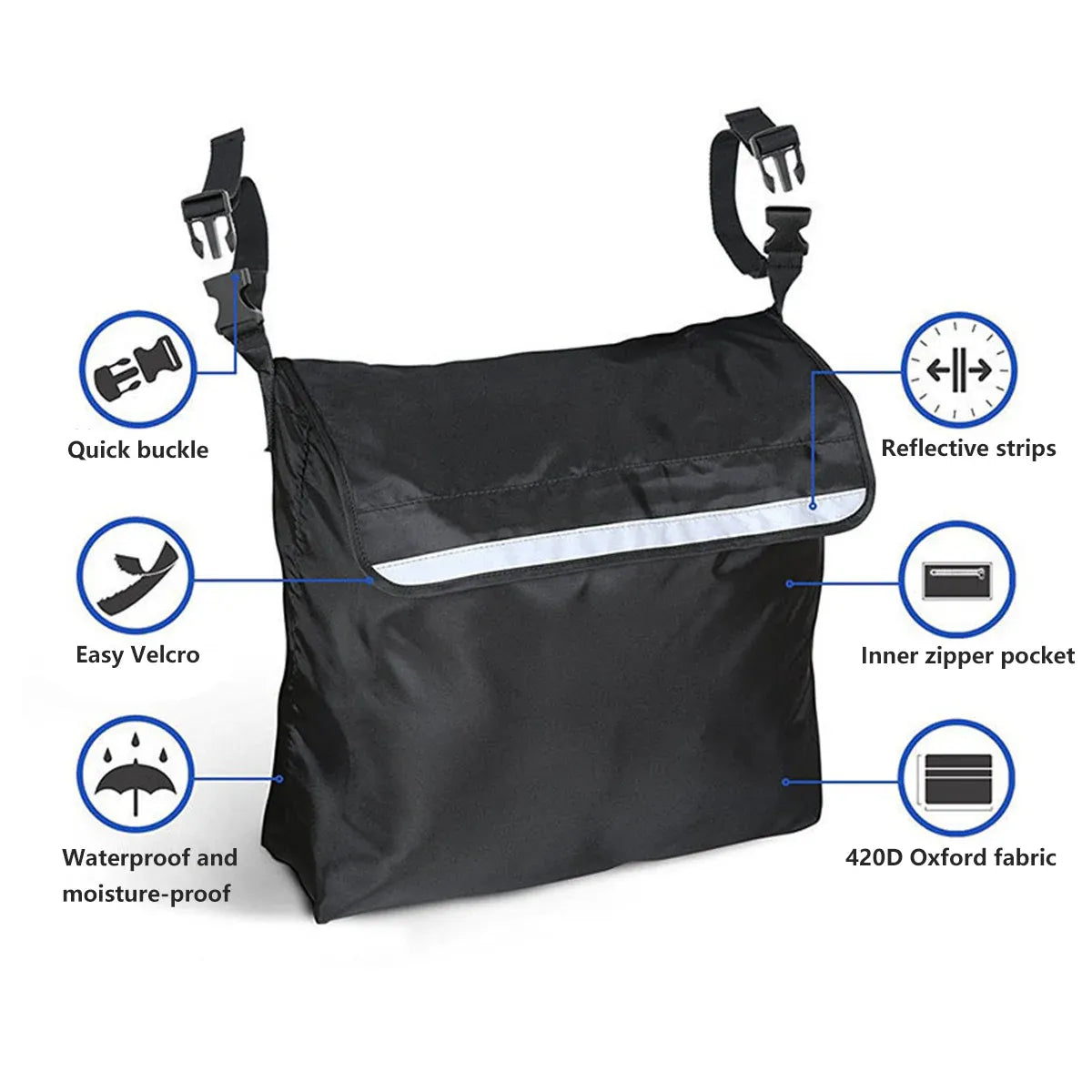 Wheelchair Back Bag Waterproof Wheel Chair Storage Pouch for Most Wheelchairs