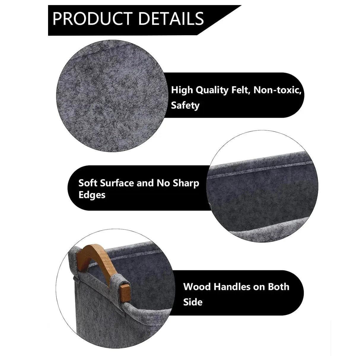 2pcs Felt Storage Baskets Desktop Organization Frames Home Office Organizer