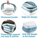 Large Folding Laundry Basket Plastic Dirty Clothes Hamper Blue Bathroom Storage - Grey