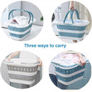 Large Folding Laundry Basket Plastic Dirty Clothes Hamper Blue Bathroom Storage - Grey
