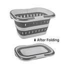 Large Folding Laundry Basket Plastic Dirty Clothes Hamper Blue Bathroom Storage - Grey