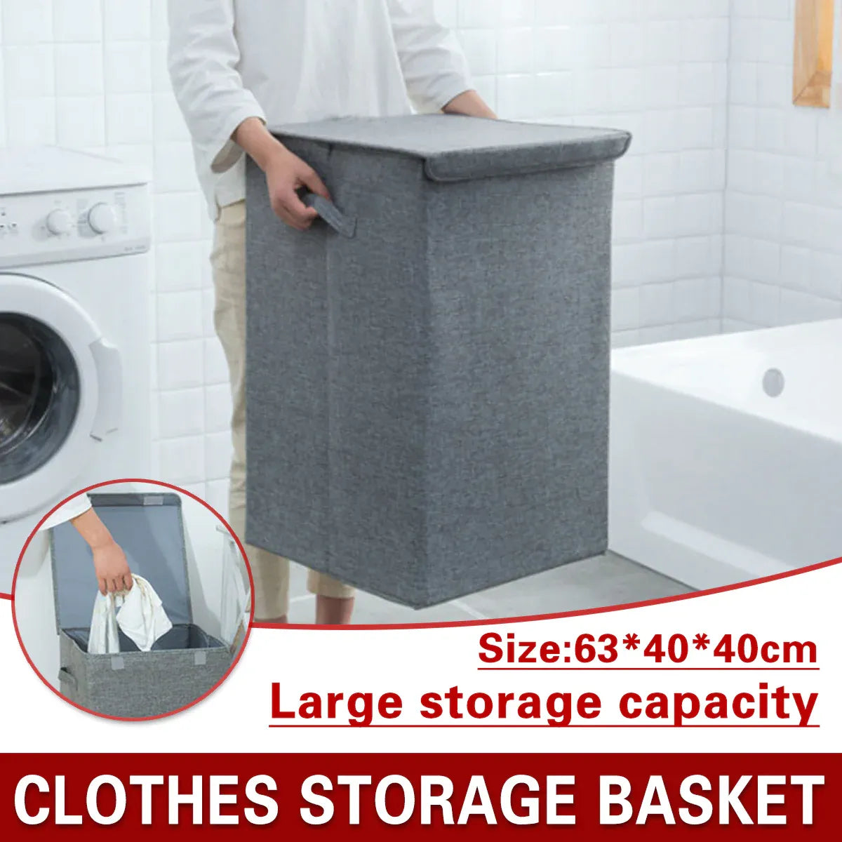 Foldable Laundry Basket Large Cloth Organizer Dirty Clothes Hamper Storage Bin