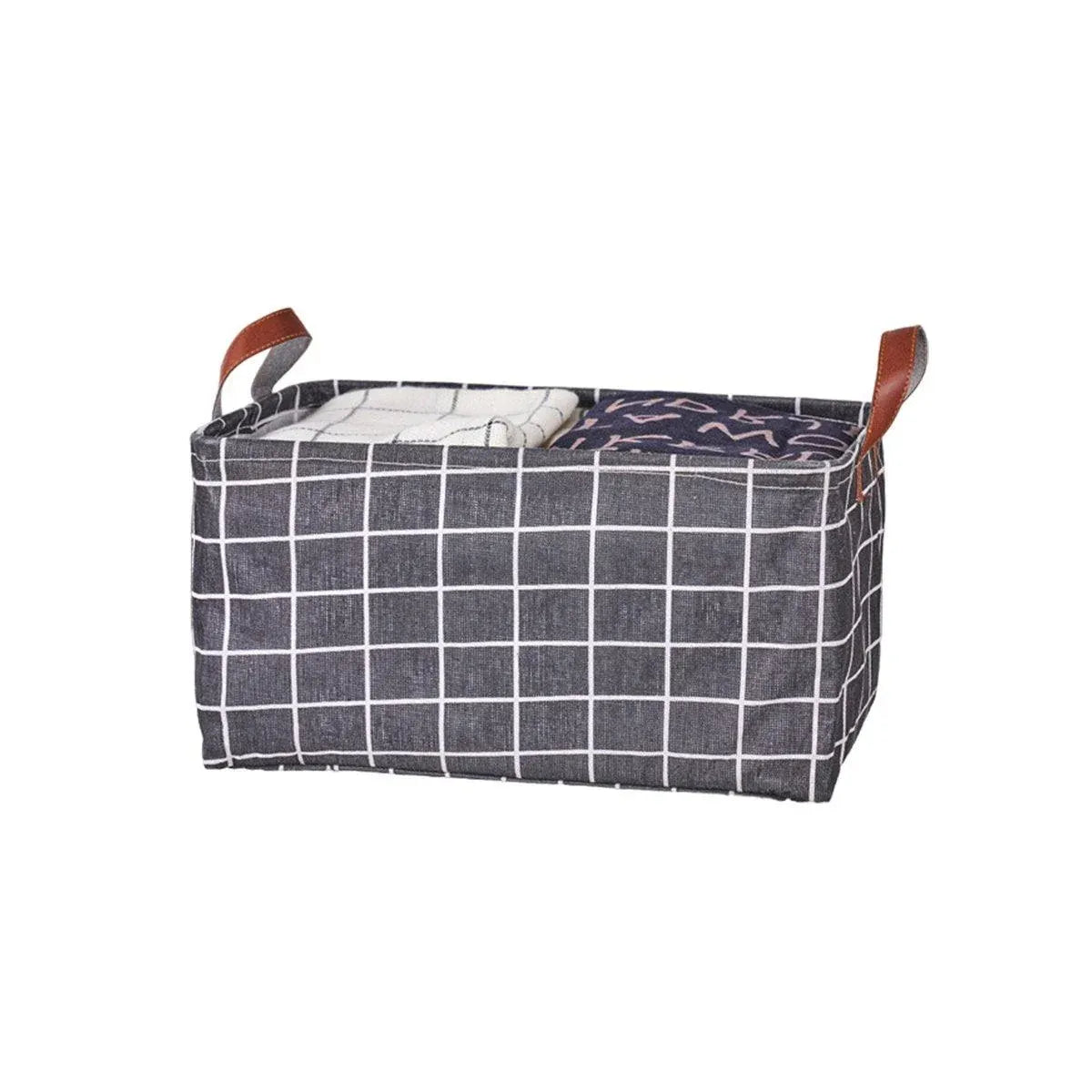 2pcs Foldable Cotton Linen Storage Baskets Home Organizer Box Office Supplies - Haig