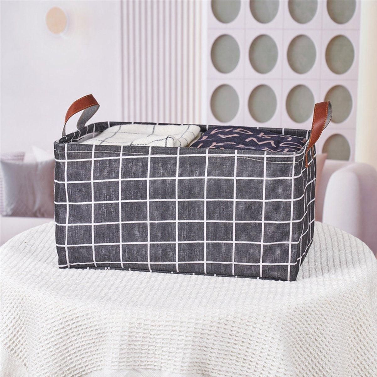 2pcs Foldable Cotton Linen Storage Baskets Home Organizer Box Office Supplies - Haig