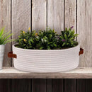 Oval Storage Basket with Handles Shelf Organiser Bin Laundry Toy Container - Khaki