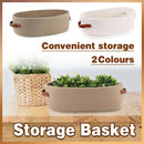 Oval Storage Basket with Handles Shelf Organiser Bin Laundry Toy Container - White
