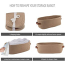 Oval Storage Basket with Handles Shelf Organiser Bin Laundry Toy Container - White