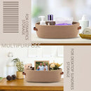 Oval Storage Basket with Handles Shelf Organiser Bin Laundry Toy Container - White