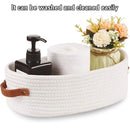 Oval Storage Basket with Handles Shelf Organiser Bin Laundry Toy Container - White
